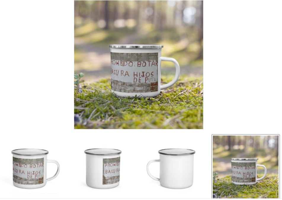 Taza esmaltada con fotografía de intervención urbana